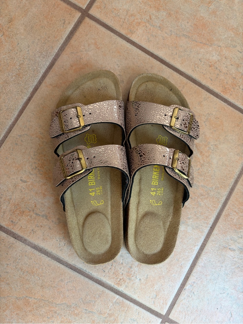 Birkenstock Double-Strap Metallic Taupe Sandals